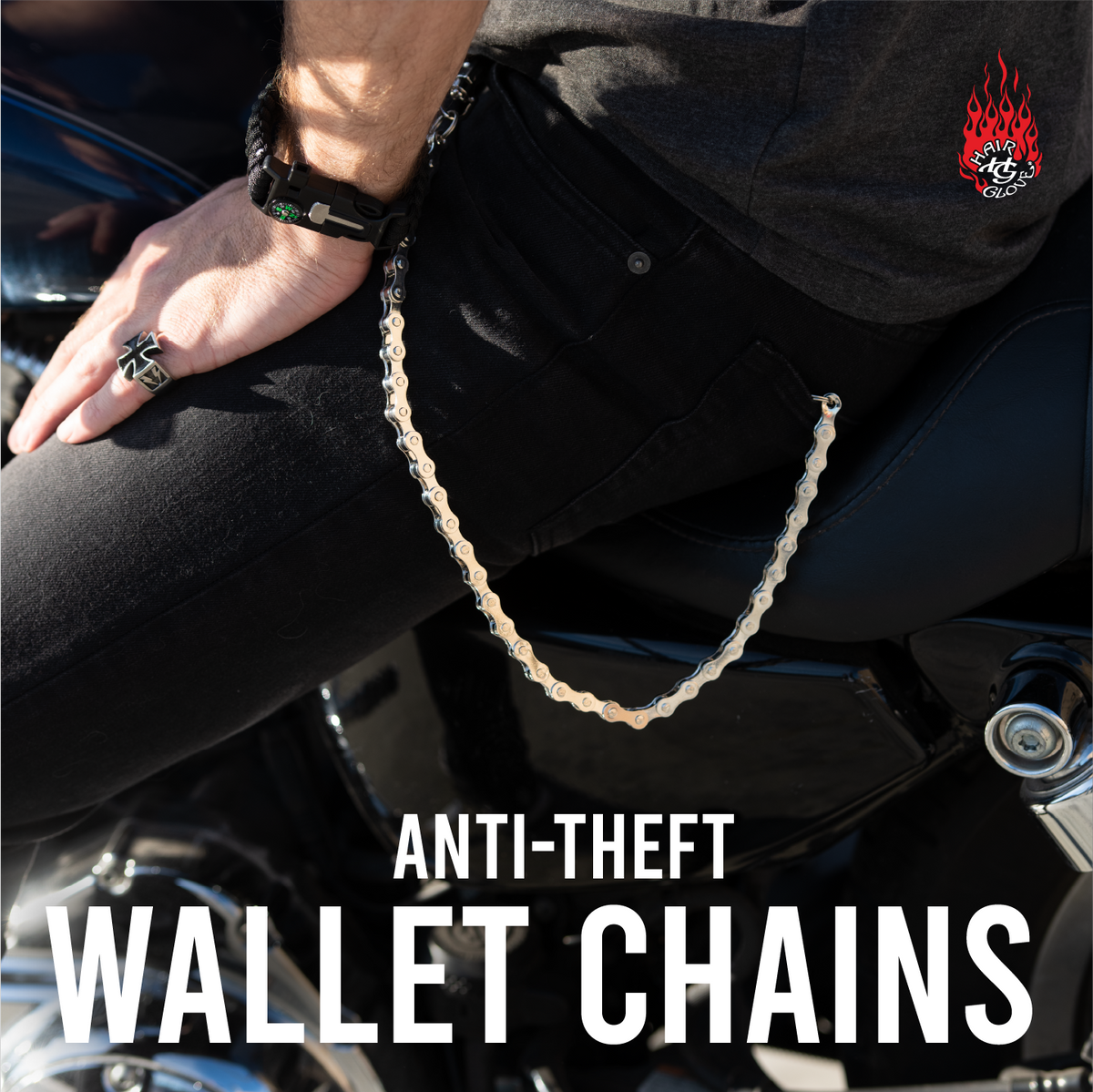 22" Chrome Bike Chain Hair Glove