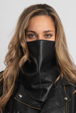 2-Piece Stitched Leather Triangle Mask Black