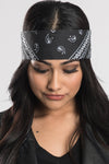 Black Paisley w/Gems Pre-Sewn Bandana Headband