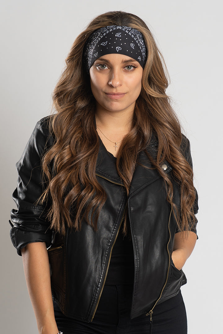 Black Bandana w/Gems Ez Bandz Thin – Hair Glove