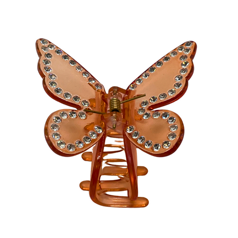 2.5"Orange w/Gems Acrylic Butterfly Pack of 3