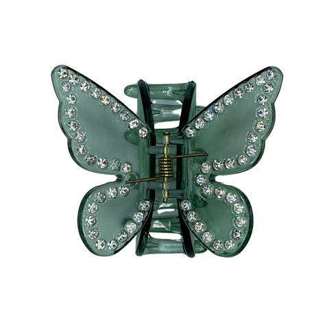2.5" Green w/Gems Acrylic Butterfly Pack of 3