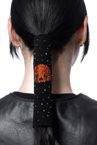 Orange Bling Skull Suede - Original Hair Glove®