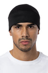 Solid Black Perforated Full-Head Wrap (w/Hidden Elastic Band)