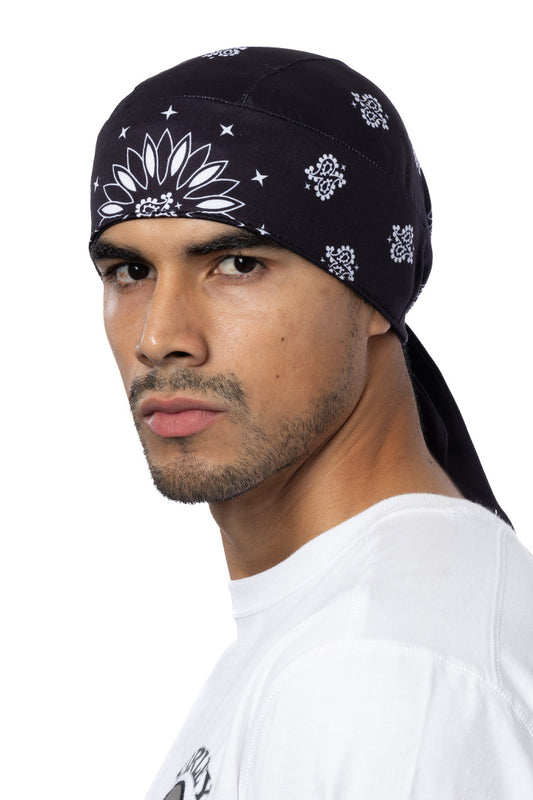 Sunrise Black Paisley Full-Head Wrap