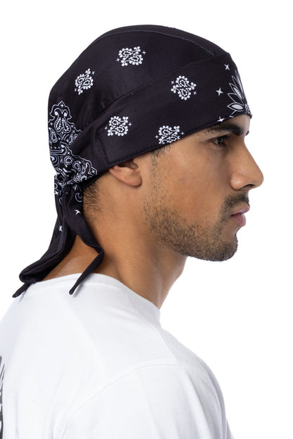 Sunrise Black Paisley Full-Head Wrap
