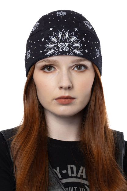 Sunrise Black Paisley w/Gems Full-Head Wrap