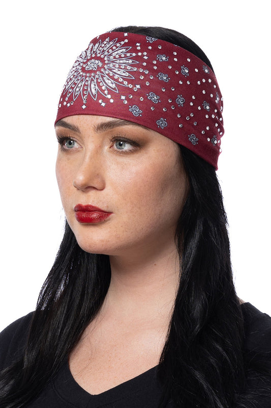 Bling'd Burgundy Paisley Rally Headband