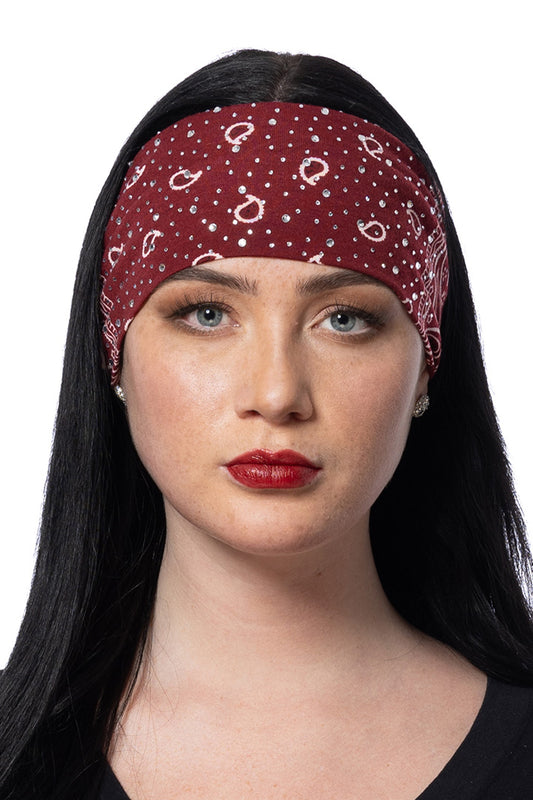 Bling'd Burgundy Bandana Rally Headband