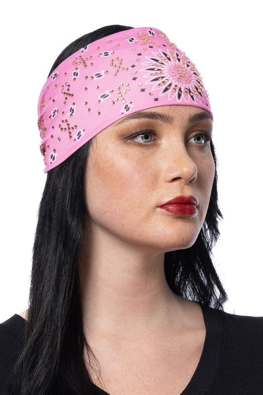 Bling'd Pink Ribbon Paisley Rally Headband