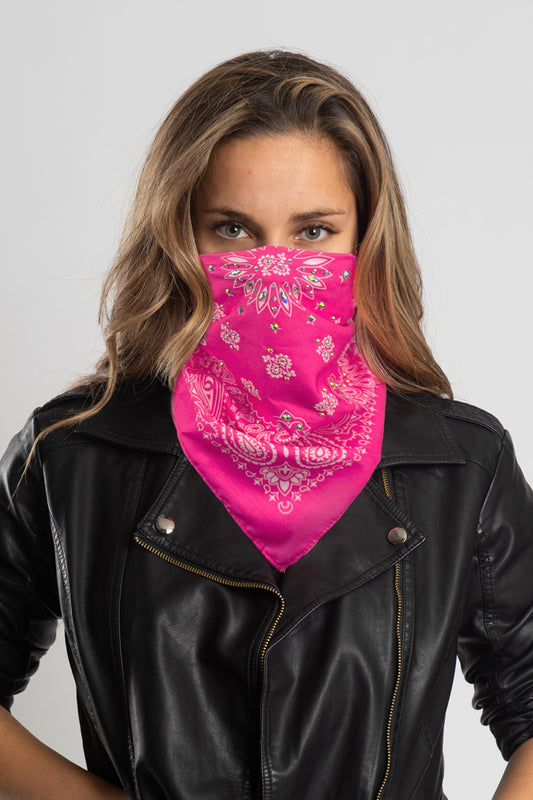 Pink Paisley w/Gems 22" Bandana