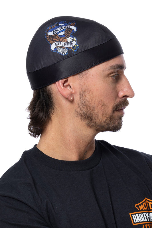 Live to Ride Eagle Skull Cap Soaker Weight w/Inner Elastic Band