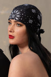 Black Paisley w/Gems Soaker Full-Head Wrap