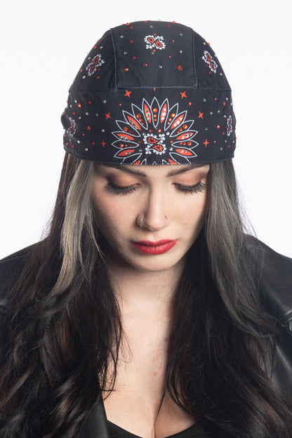 Orange Paisley w/Gems Soaker Full-Head Wrap