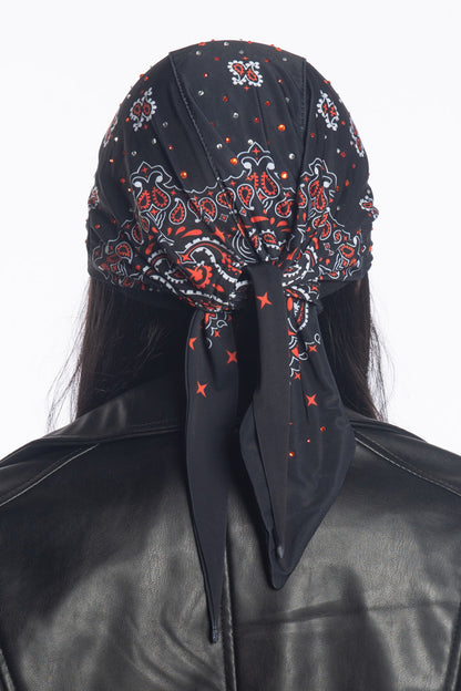 Orange Paisley w/Gems Soaker Full-Head Wrap