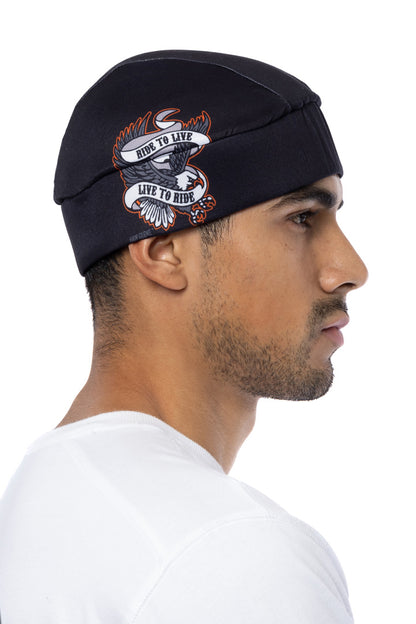 Live to Ride Eagle Skull Cap Winter Weight (w/Hidden Elastic Band)