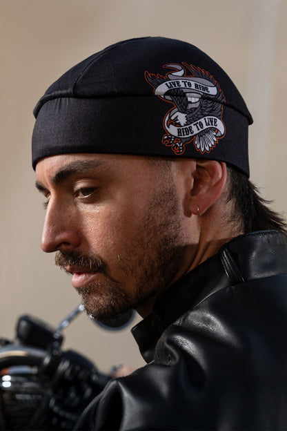 Live to Ride Eagle Skull Cap Winter Weight (w/Hidden Elastic Band)