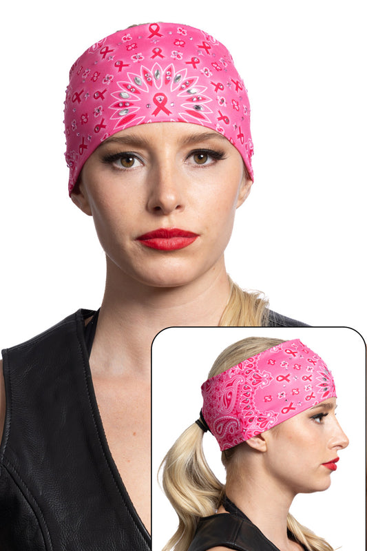Pink Ribbon Paisley w/Gems Ponytail EZ Bandz