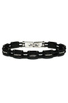 Black on Black w/Gems Stainless Steel Bracelet - Heavy Duty
