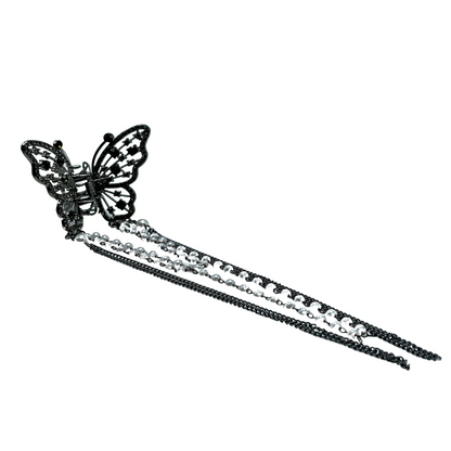 1" Black Bling Butterfly Jaw Clip Pack of 2