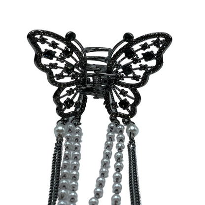 1" Black Bling Butterfly Jaw Clip Pack of 2
