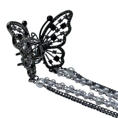 1" Black Bling Butterfly Jaw Clip Pack of 2