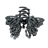 1" Black Bling Butterfly Jaw Clip Pack of 2