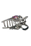 2" Silver Clear Crystal Butterfly Jaw Clip