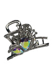 2" Silver Clear Crystal Butterfly Jaw Clip