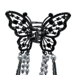 1" Black Bling Butterfly Jaw Clip Pack of 2