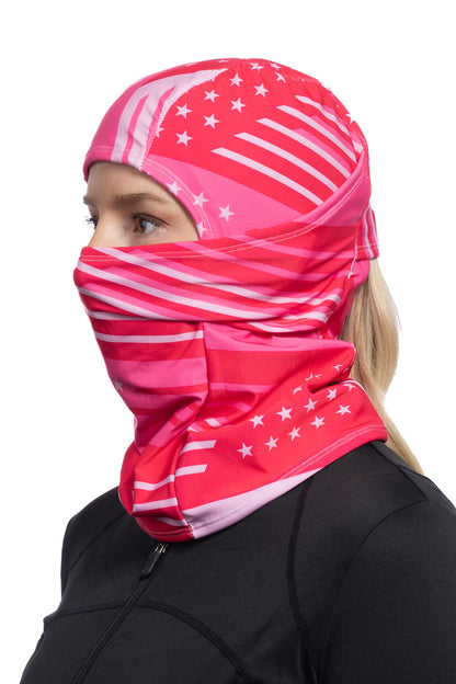 Pink Patriotic Multi-Functional Balaclava Winter Weight