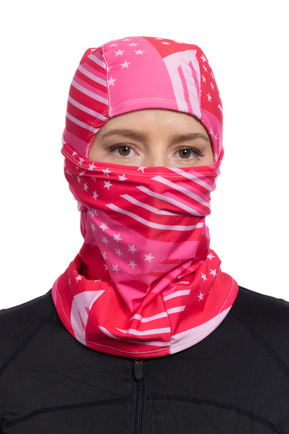 Pink Patriotic Multi-Functional Balaclava Winter Weight