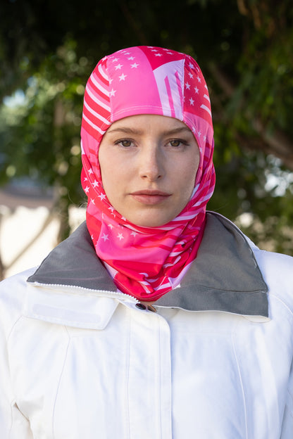 Pink Patriotic Multi-Functional Balaclava Winter Weight