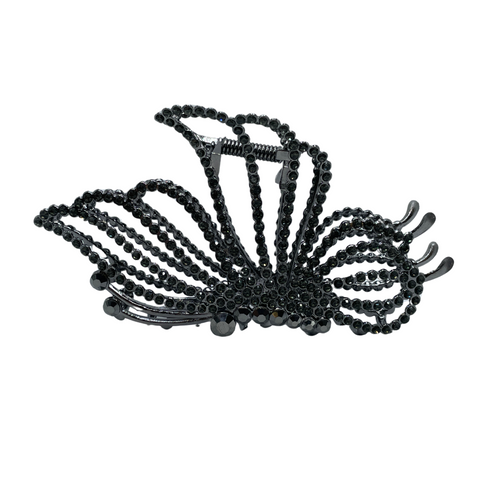 3.75" Gun Metal Bling Butterfly Jaw Clip Pack of 2