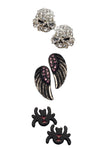 Set #2:  Lt. Grey Skulls , Wings, Black Widow Studs