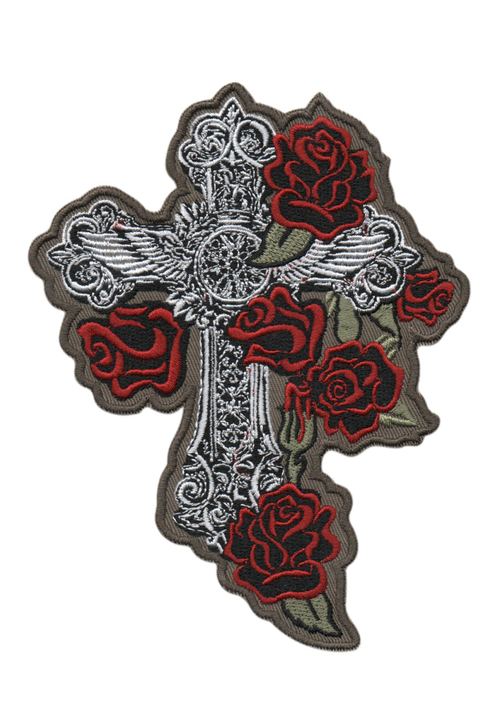 Gothic Cross with Roses Patch