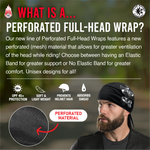 Black Paisley Perforated Full-Head Wrap (w/Hidden Elastic Band)
