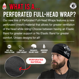 Black Paisley Perforated Full-Head Wrap (w/Hidden Elastic Band)