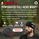 Solid Black Perforated Full-Head Wrap (NO Inner Elastic Band)