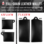 7"L x 3.75"W Wallet Full-Grain Leather Solid Black