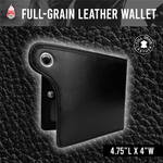 4.75"L x 4"W Wallet Full-Grain Leather Solid Black