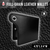 4.75"L x 4"W Wallet Full-Grain Leather Solid Black