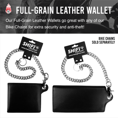 7"L x 3.75"W Wallet Full-Grain Leather Solid Black