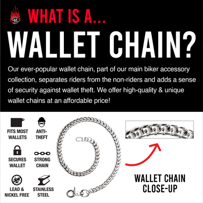 28" Matte Stainless Steel Herringbone Wallet Chain