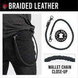 24" Hand Made Braided Leather-Black