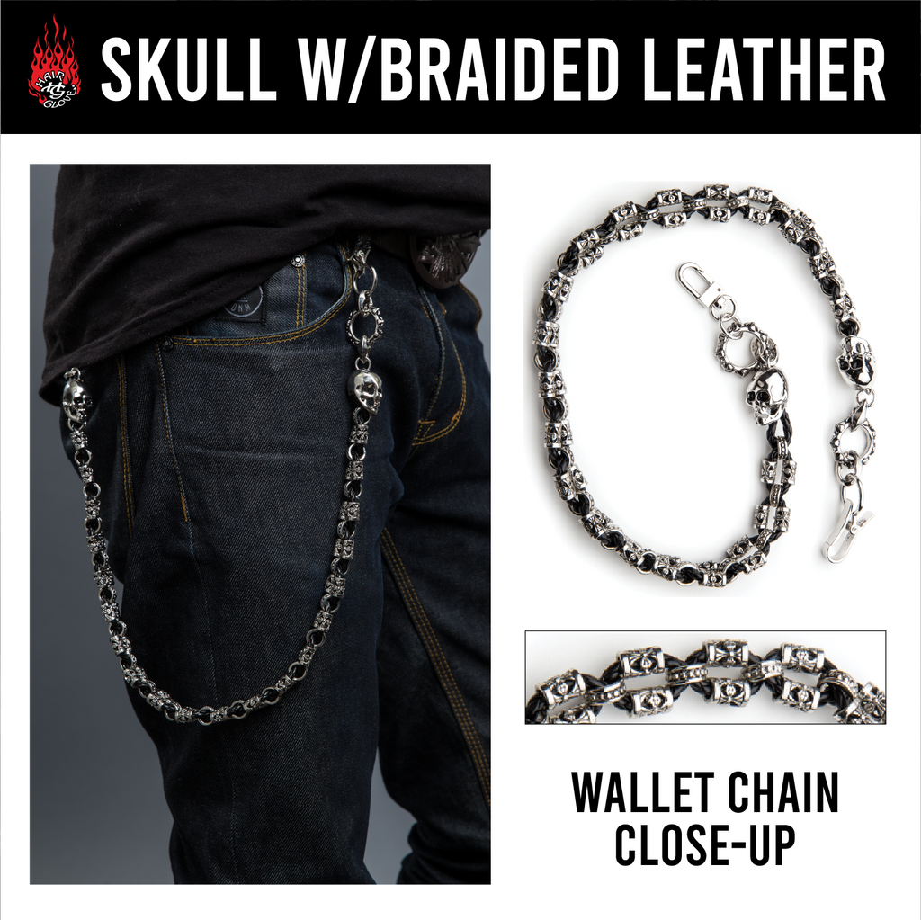 Double Wallet Chain, Hand Braided Leather, Men's Leather Wallet Chain,  Braided Leather Key Chain, Two Chains, Boyfriend Gift 