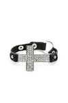 Black - Bracelet - Silver Crystal Cross Bracelet - 1