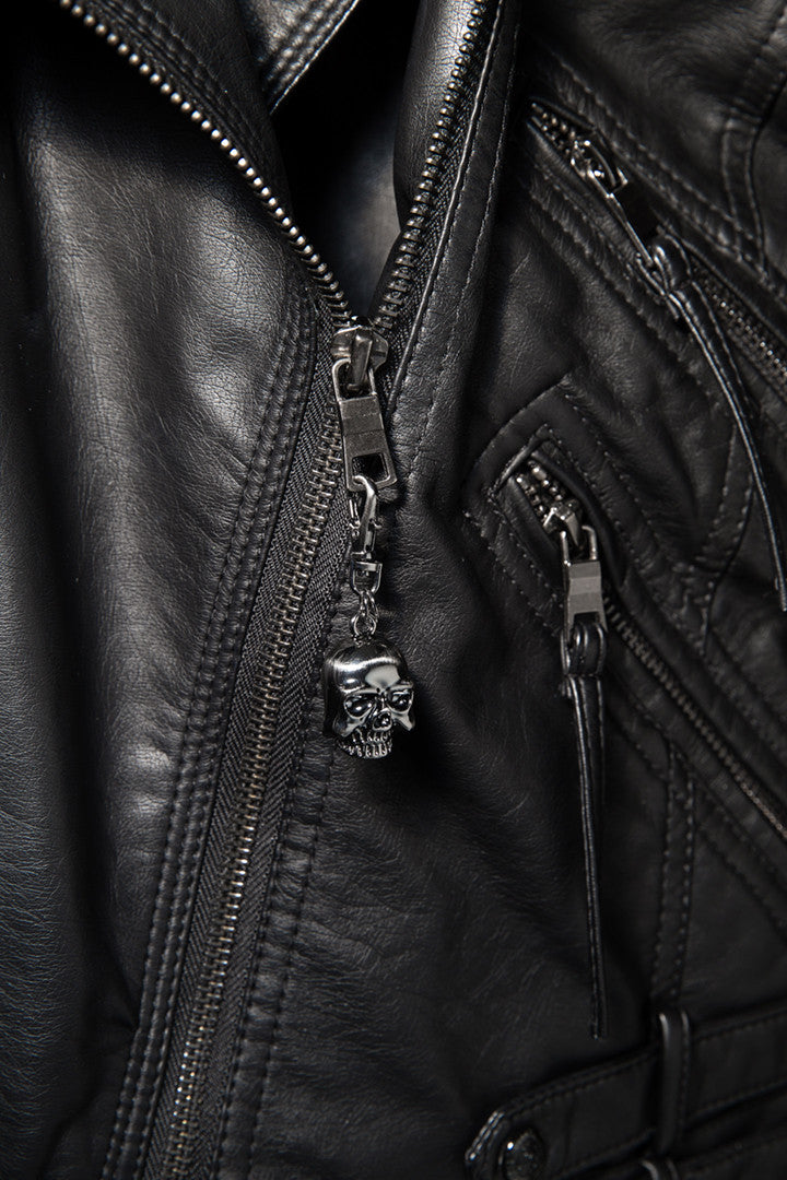  - Jacket Zipper Pull - Chrome Skull Head Zipper Pull - 2