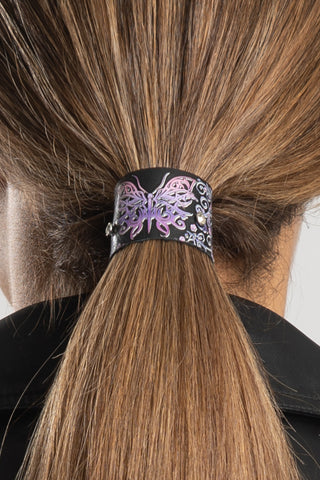 1.25" Set Purple Butterfly & Bling Suede Hair GloveÂ®