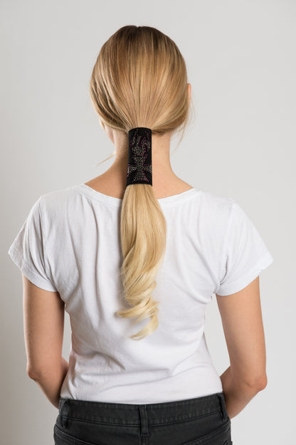 4" Suede Purple & Hematite Bling Iron Cross w/Flames - Original Hair Glove®